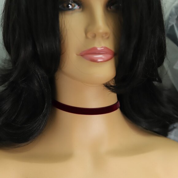 Maroon Velvet Choker Maroon Swiss velvet Adjustable Necklace red Chokers (#52) - Picture 10 of 12
